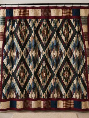 Patch Magic Shower Curtain Plaid Quilt Diamond Patchwork Primitive Rustic Decor